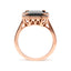 Anillo de cóctel de ónice negro y diamantes con halo en oro rosa de 14K - Talla 7