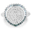 0.74 Carat Genuine White and Green Diamond Sterling Silver Ring