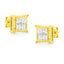 Pendientes de diamantes en corte princesa de oro amarillo de 14 quilates