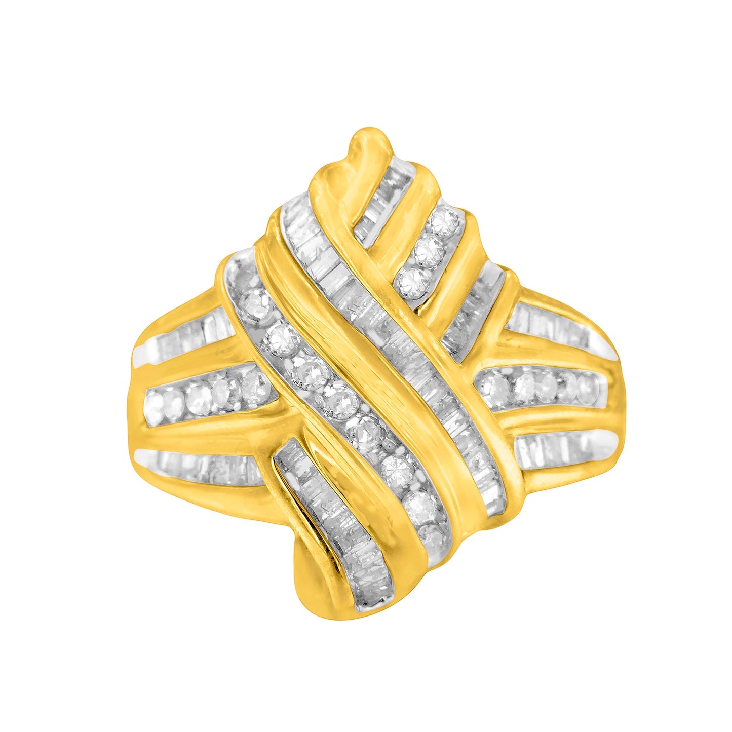 Anillo Bypass de Diamante de Oro Amarillo de 10K con 1.0 cttw