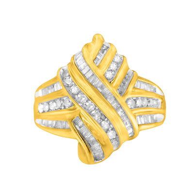 10K Yellow Gold Diamond Bypass Ring with 1.0 cttw