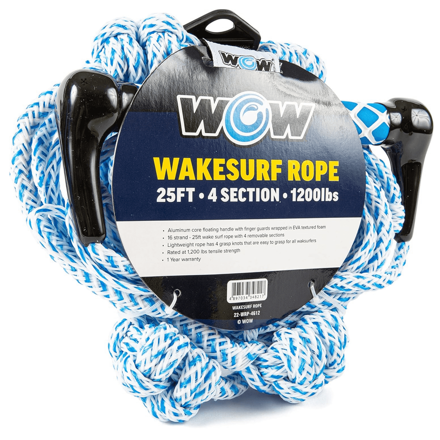 Cuerda de Wakesurf WOW Watersports de 25 pies y 4 secciones