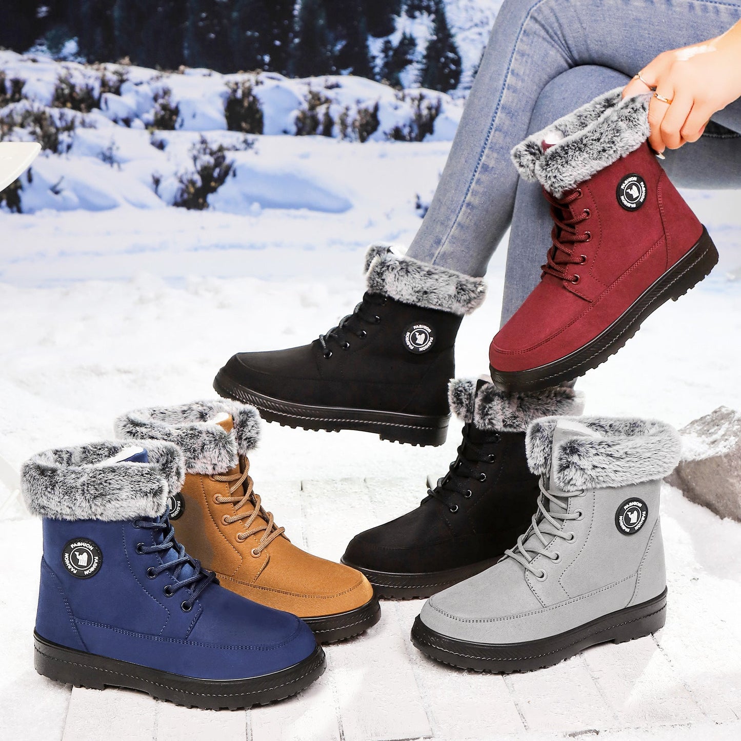 Bottes sauvages en coton doux pour femmes