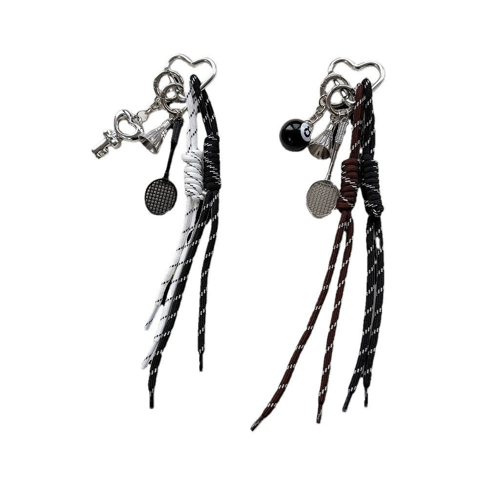 Miu Style Bag Charm Couple Edition Billiard Black 8 Decorative Chain Korean INS Alloy Badminton Climbing Keychain - Korvel