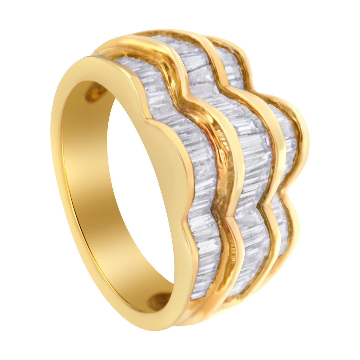 Anillo de Banda de Múltiples Filas de Diamantes de Oro Amarillo de 14KT