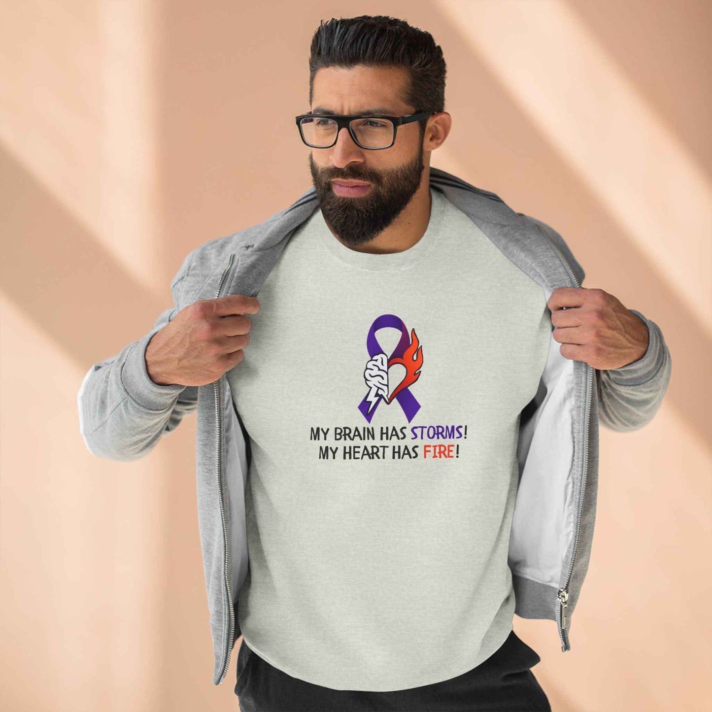 Epilepsy Awareness Unisex Sweatshirt - Brain Storms & Heart Fire