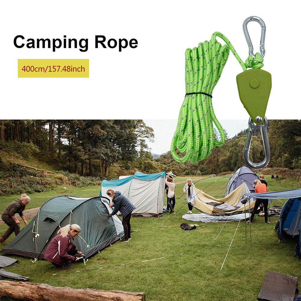 Outdoor camping canopy wind rope tent rope pulley adjuster windproof rope light fixture buckle hanging rope adjustable lifting - Korvel