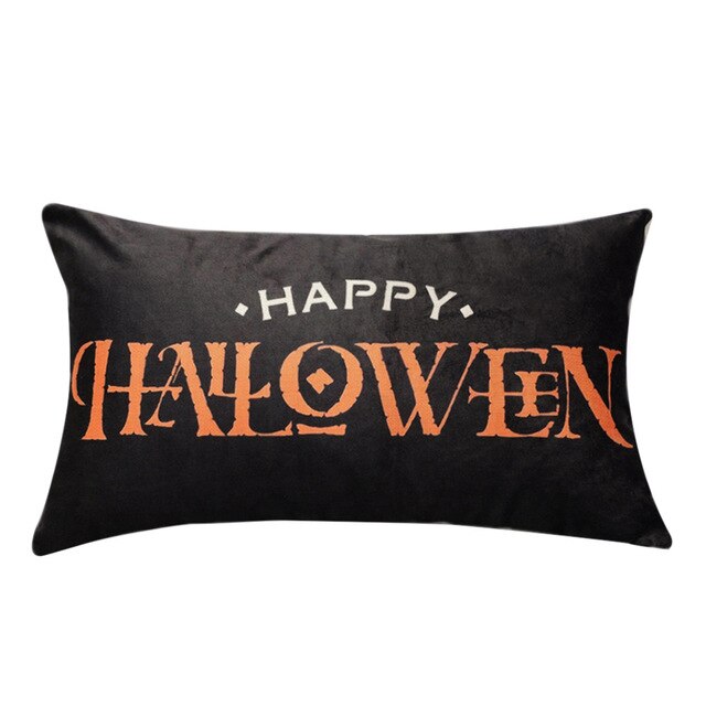 Truc of behandelen/pompoen print Happy Halloween Sierkussen Cover Kussen Case brief print Kussensloop Kussenhoes - Korvel