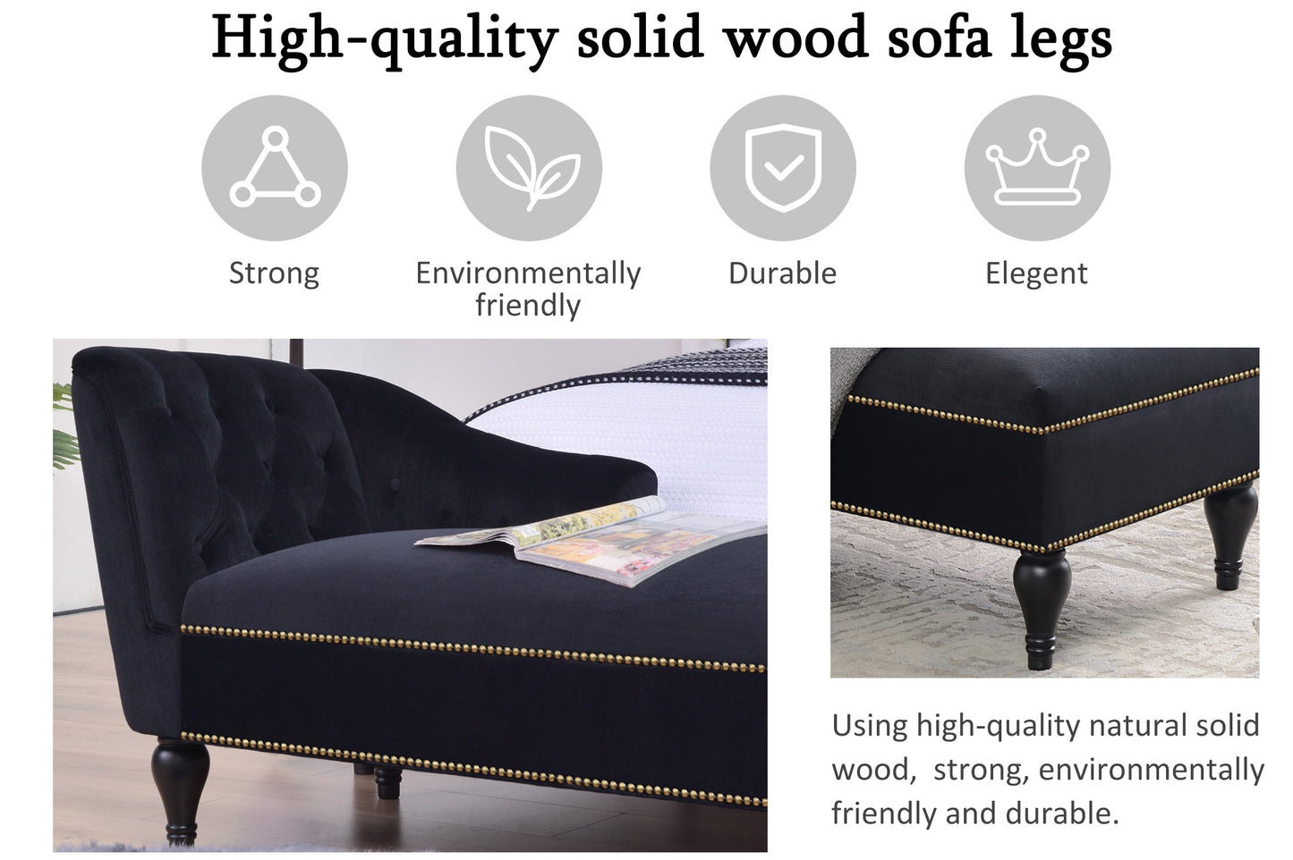 58-Inch Velvet Lounge Chair with Nailhead Trim