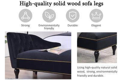 58-Inch Velvet Lounge Chair with Nailhead Trim