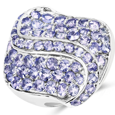 Bague de fiançailles en argent sterling avec tanzanite véritable de 3,65 carats