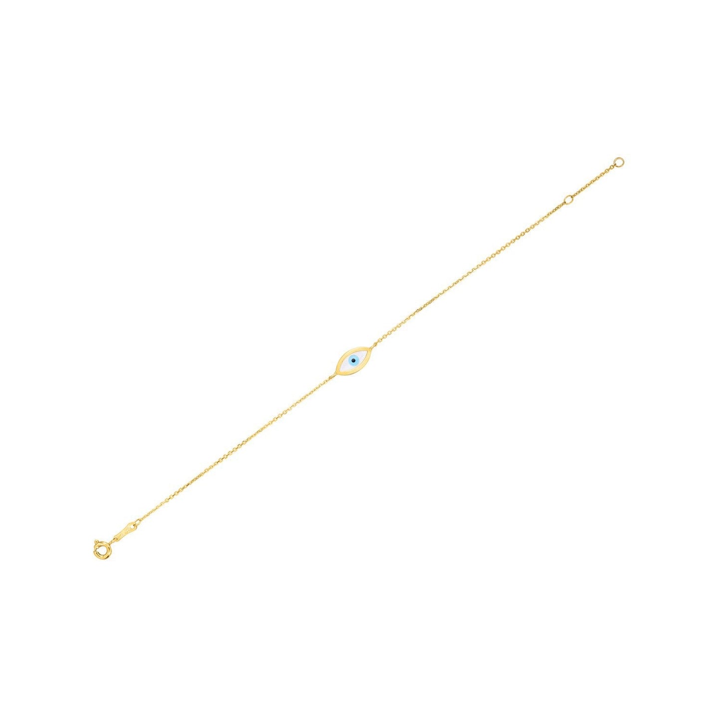 Pulsera de Ojo Maligno de Madreperla en Oro Amarillo de 14k