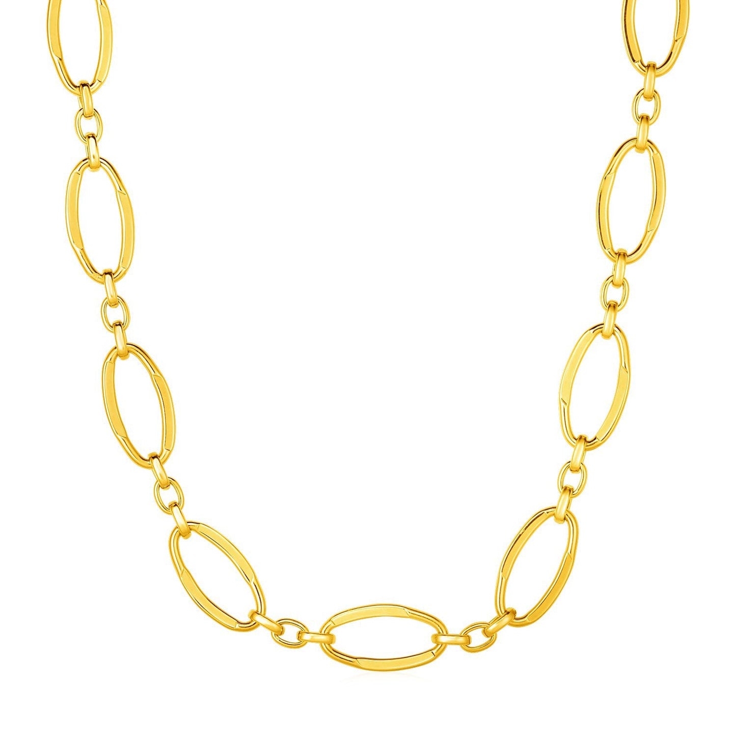 Collier en or jaune 14 carats avec maillons ovales polis