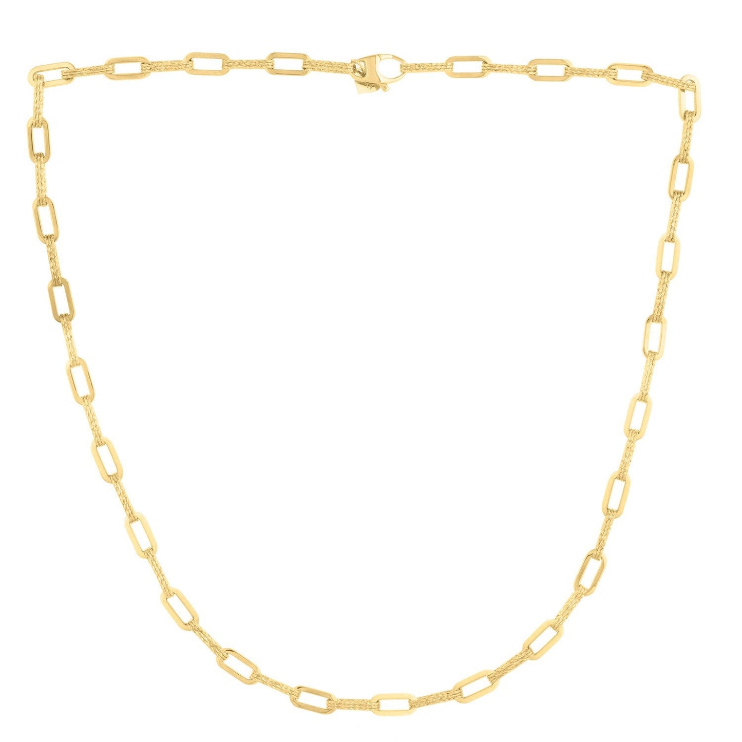 Collier en Chaîne Paperclip en Or Jaune 14k avec Diamants