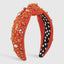 Retro Wide Edge Knot Bead Water Diamond Plush Fabric Thickened Letter Hair Hoop - Korvel