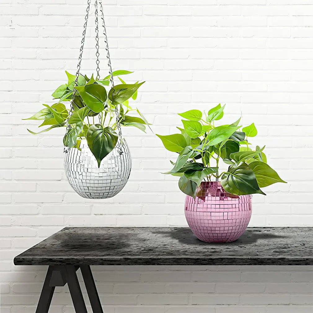 Disco Ball Hanging Flower Pot - Bohemian Style Planter