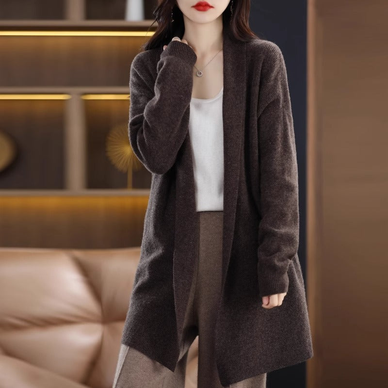 Cardigan en tricot mi-long ample et élégant pour femmes