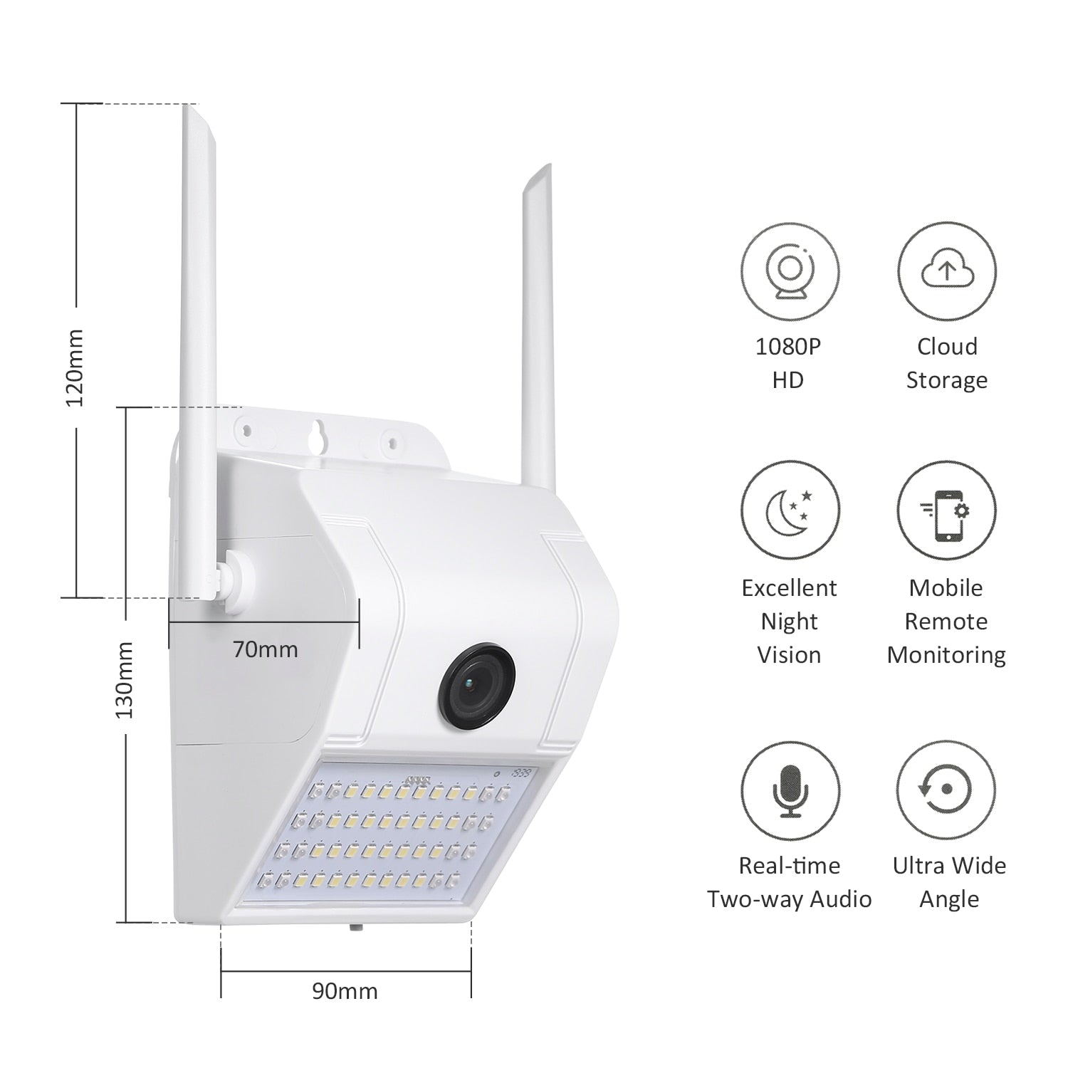 1080P Multifunctional WIFI Wireless Surveillance Outdoor Wall Light Webcam Security Camera PIR Motion Detection IP65 Waterproof - Korvel