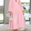 Elegant Lightweight Deep V-Neck Balloon Sleeve Maxi Dress
