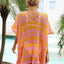 Tassel Openwork Striped V-Neck Cover Up - Korvel