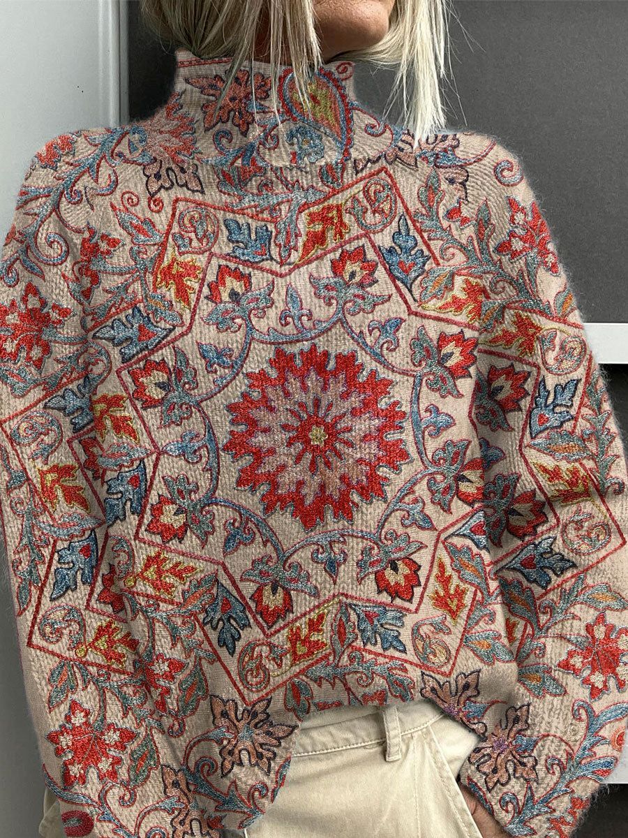 Elegant Christmas Abstract Print Cardigan for Women