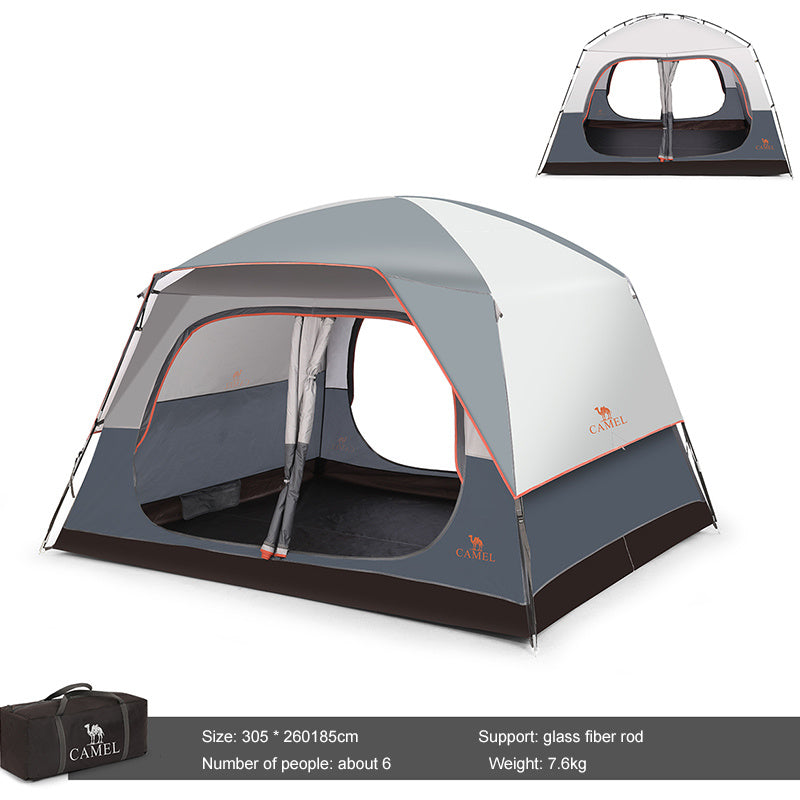 Outdoor Tent Quick Build Glass Pole Waterproof Shading Large Space Rain Camping Travel Tent - Korvel