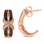 Boucles d'oreilles J-Hoop en or rose 10K avec diamants en croix