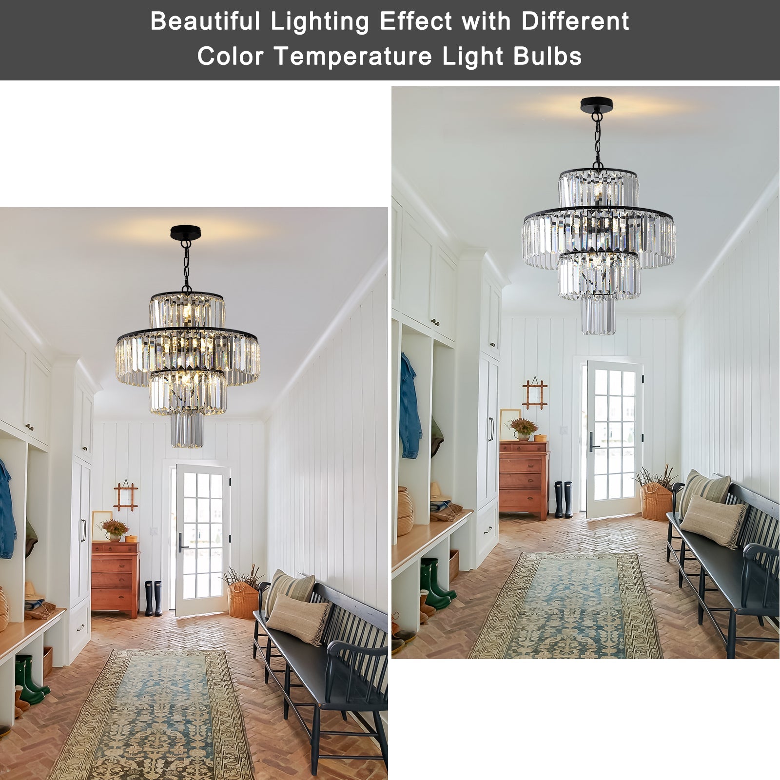 Black  Luxury Crystal Chandelier Modern Chandeliers Lights Fixture Hanging  Pendant Light Fixture for Dining Room Bedroom - Korvel