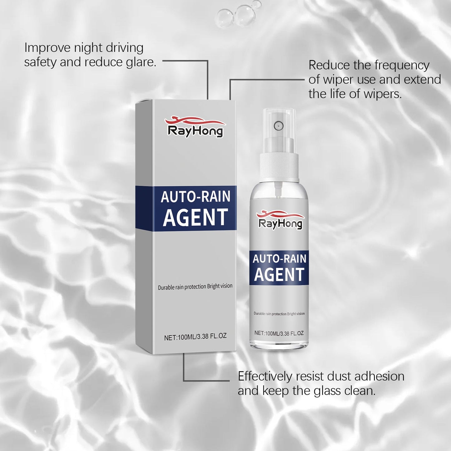 Spray de revêtement imperméable pour verre automobile