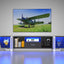 Console TV noire moderne avec rangement et éclairage LED
