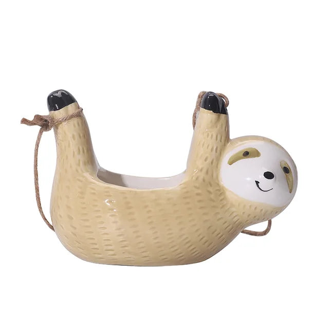 1Pcs Ceramic Hanging Plant Pots Scindapsus Chlorophytum Hanging Flower Basket Flower Pot Cartoons Animal Vase Garden Decoration - Korvel