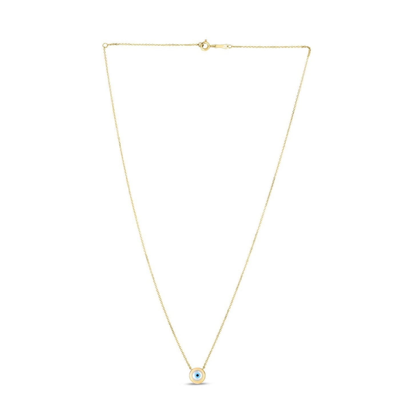 14k Yellow Gold Mother of Pearl Evil Eye Necklace