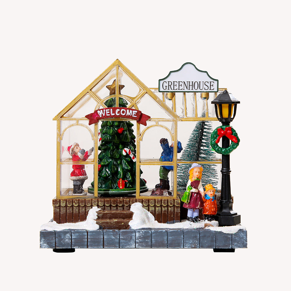 Christmas gifts, Christmas decorations, glowing music, houses, resin crafts, creative desktop ornaments - Korvel