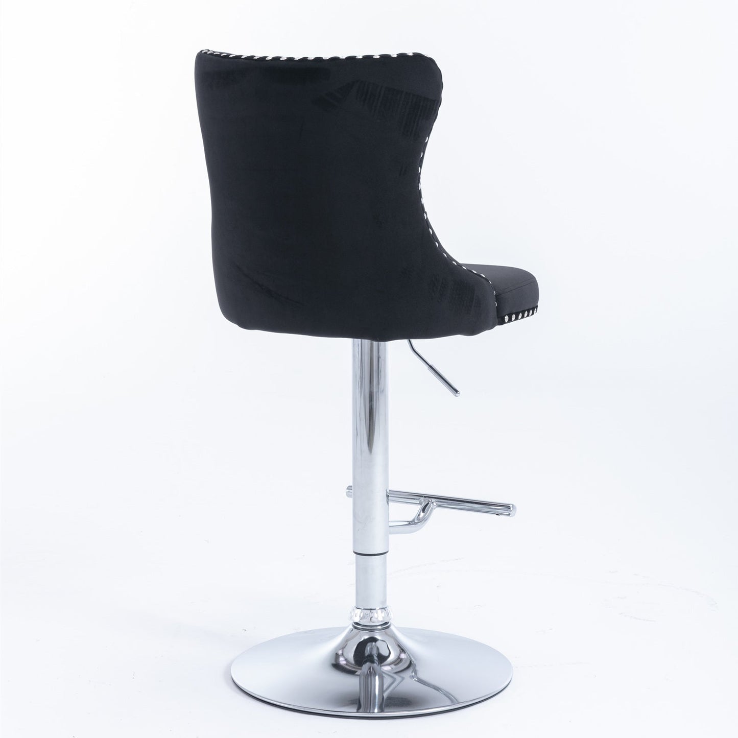 25-33 Inch, Modern Upholstered Chrome base Bar Stools with Back Comfortable Tufted for Home Pub and Kitchen Island（Black,Set of - Korvel