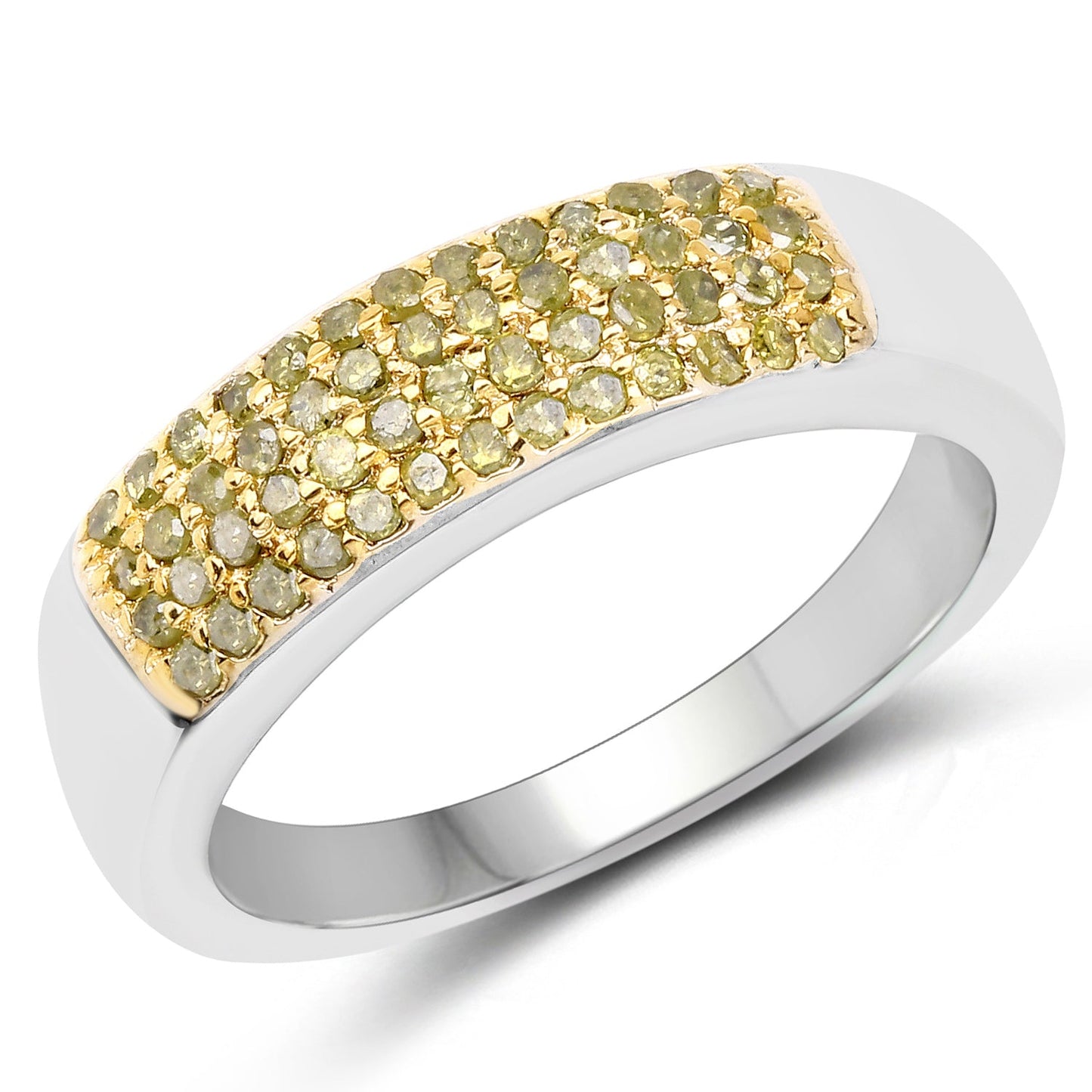 0.22 Carat Genuine Yellow Diamond Sterling Silver Engagement Ring