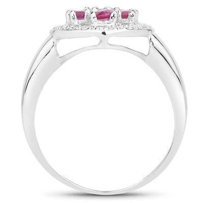 Bague de fiançailles en rubis véritable de 1,54 carat en argent sterling .925