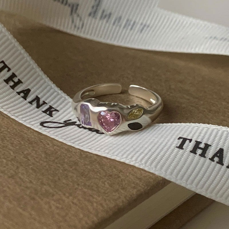 Anillo de Diamante de Circonita de Color Dopamina Love para Mujeres