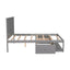 Full Size Platform Bed with Drawer on the Each Side and Shelf on the End of the Bed Gray - Korvel