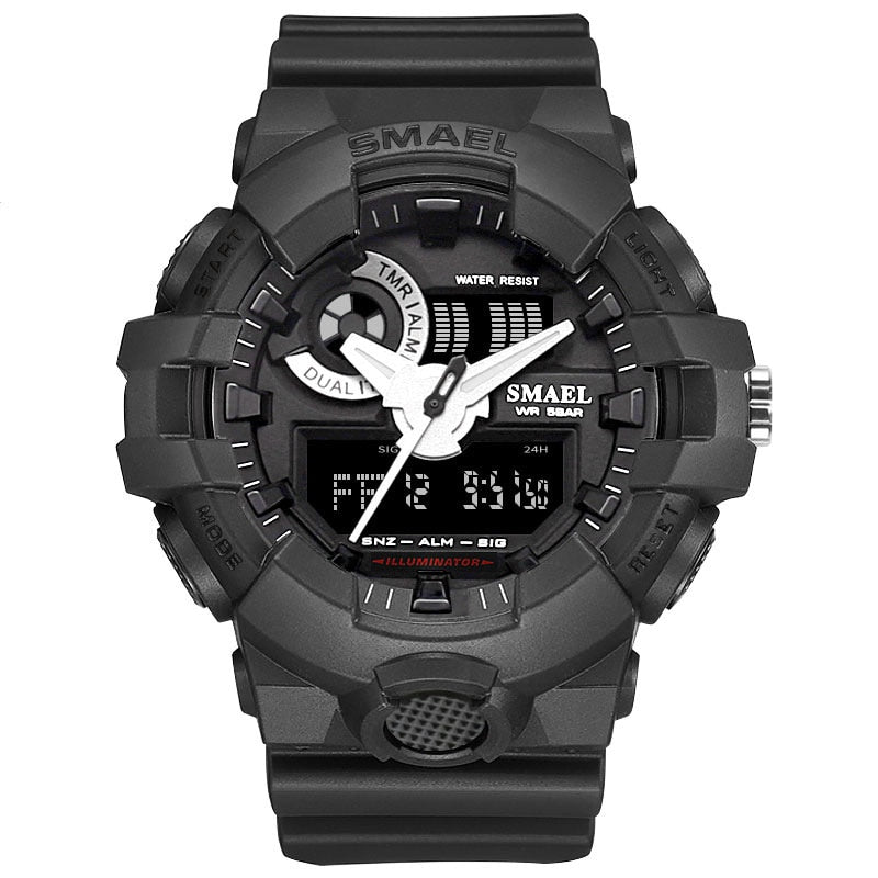 SMAEL 1642-2 Brand Luxury Cowboy Sport Watch New Men Military Watches Analog Army Digital Writwatch 8001 Waterproof Clock Men's Watch - Korvel