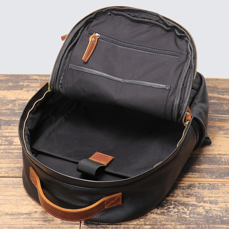 Men's Genuine Leather Top Grain Cowhide Travel Backpack