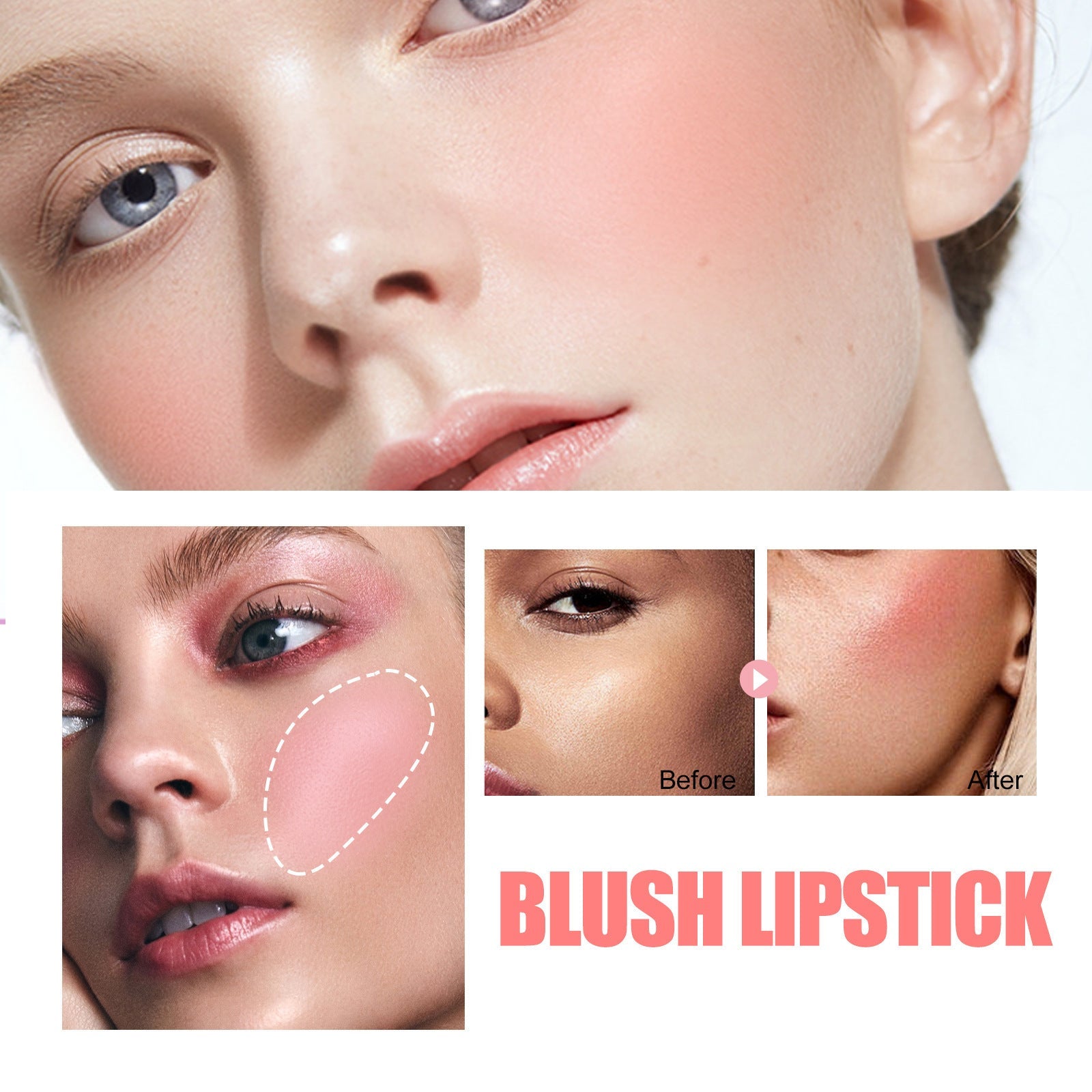 Blush Lipstick, Natural Nude Light Long-Lasting Easy Color Blush Lip Gloss Stick - Korvel