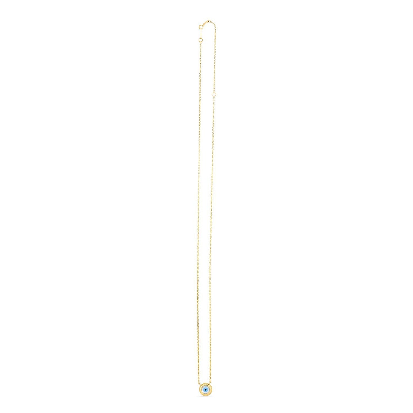 14k Yellow Gold Mother of Pearl Evil Eye Necklace