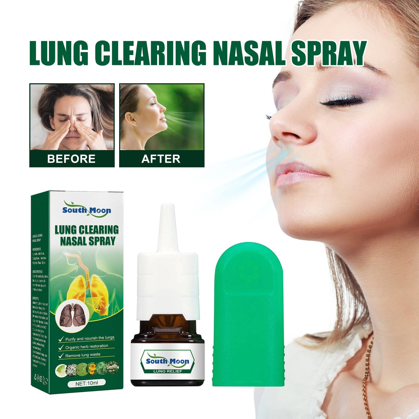 Lung Clearing Nasal Spray, Relieve Nasal Congestion, Runny Nose And Nasal Discomfort Cleansing Stop Snoring Spray - Korvel