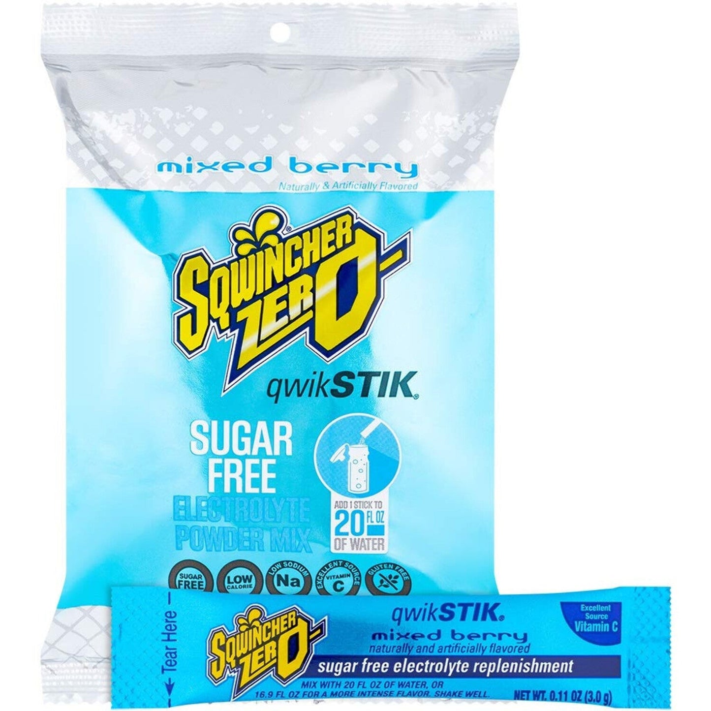 Sqwincher® Zero Qwik Stik® – Sugar-Free Electrolyte Powdered Beverage Mix
