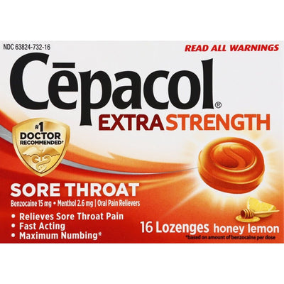 Cepacol Extra Strength Sore Throat Relief Lozenges - Honey Lemon, 16 Count