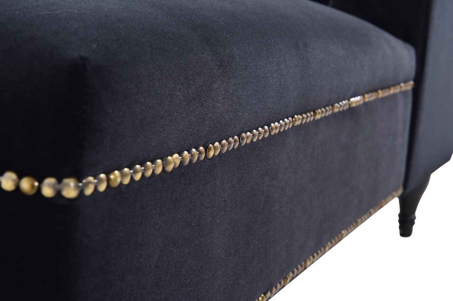 58-Inch Velvet Lounge Chair with Nailhead Trim