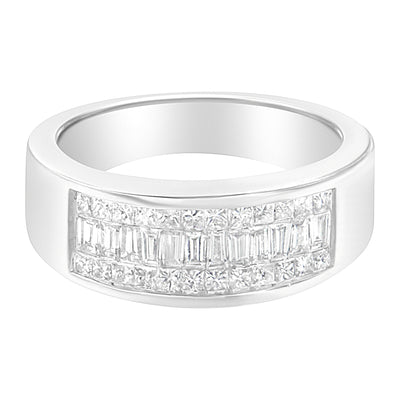 14K White Gold Princess & Baguette Diamond Engagement Ring - Size 6