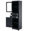 Tall Bathroom Storage Cabinet with Glass Doors, Free-Standing, Two Drawers, and Adjustable Shelves, MDF Board, Painted Black - Korvel