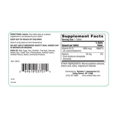 Reliable-1 Laboratories Vitamin B-12 – 1000 mcg (100 Tablets)