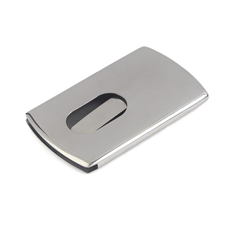 Portable Hand-push type Stainless Steel Business card holder wallet card case for men - Korvel